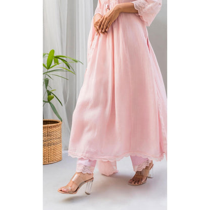 AM by Anita Mittal Pink Saadgi A-Line Kurta with Pant and Dupatta