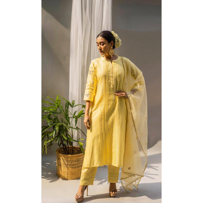 AM by Anita Mittal Yellow Alia Kurta with Pant and Dupatta