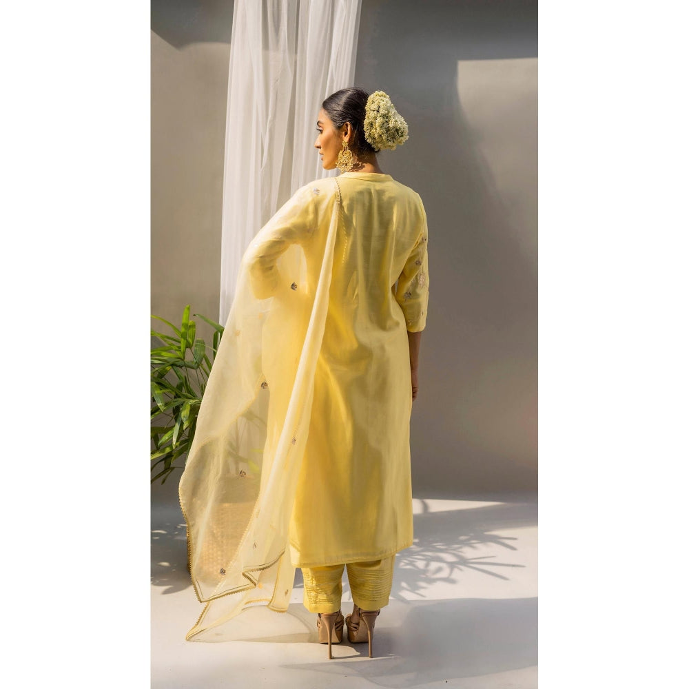 AM by Anita Mittal Yellow Alia Kurta with Pant and Dupatta