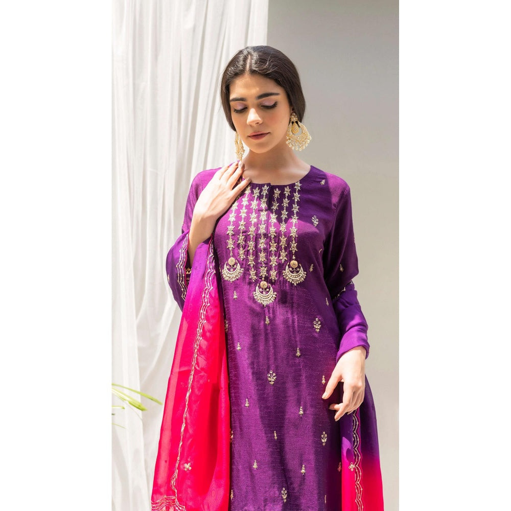 AM by Anita Mittal Purple Chandbali Kurta with Sharara and Dupatta