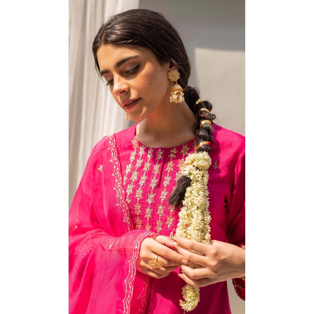 AM by Anita Mittal Chandbali Pink Kurta with Sharara and Dupatta