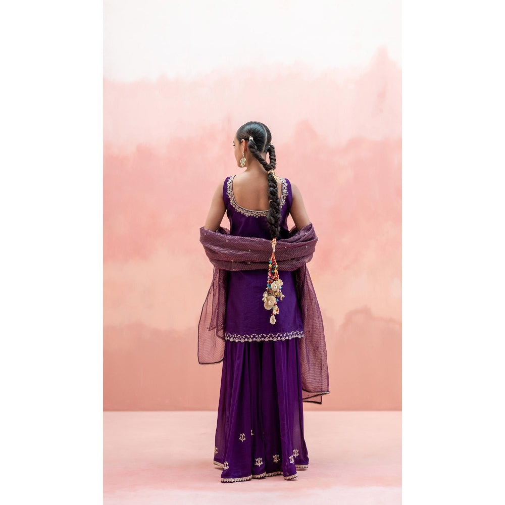 AM by Anita Mittal Noor Purple Kurta with Sharara and Dupatta