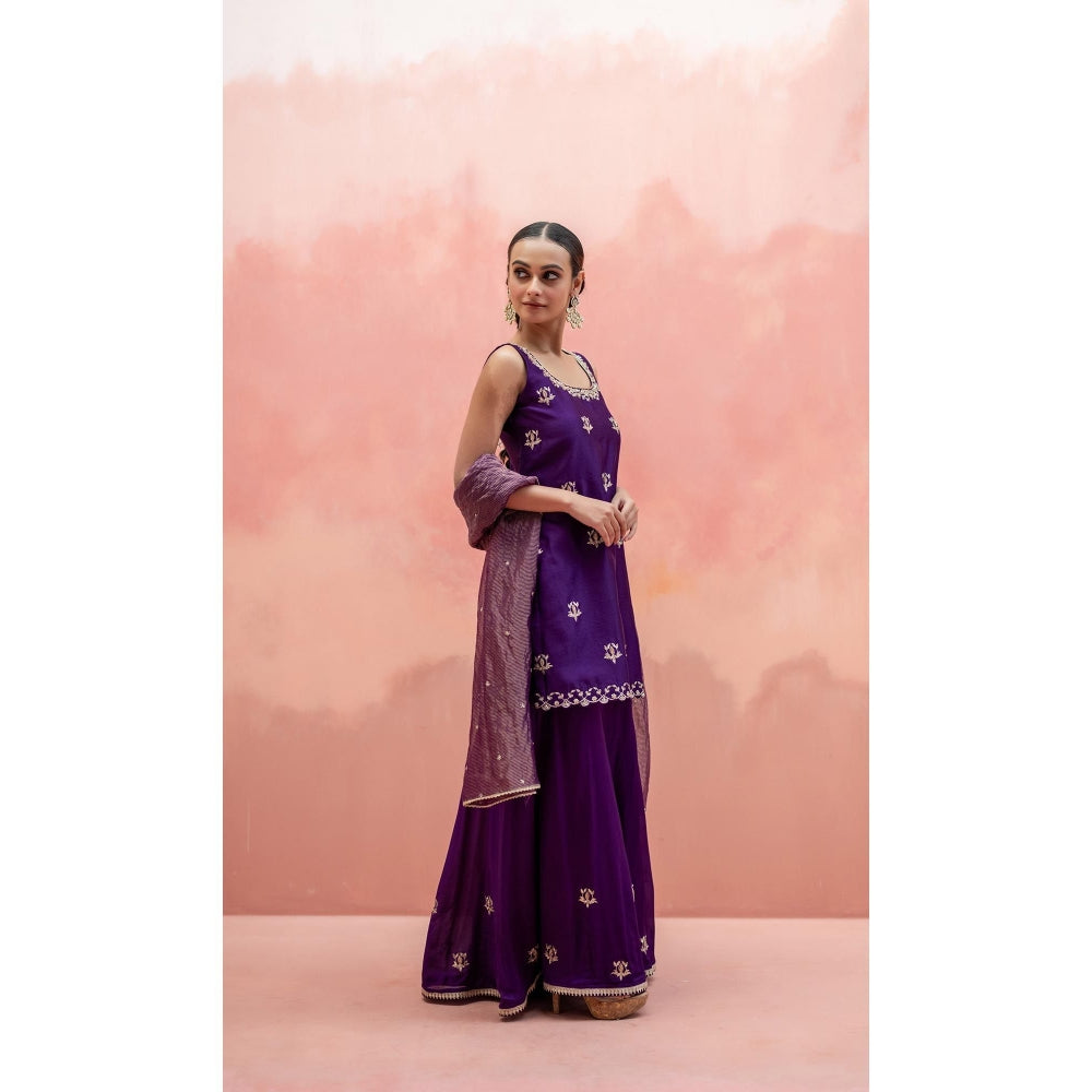 AM by Anita Mittal Noor Purple Kurta with Sharara and Dupatta