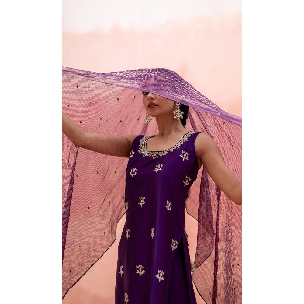 AM by Anita Mittal Noor Purple Kurta with Sharara and Dupatta
