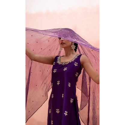 AM by Anita Mittal Noor Purple Kurta with Sharara and Dupatta