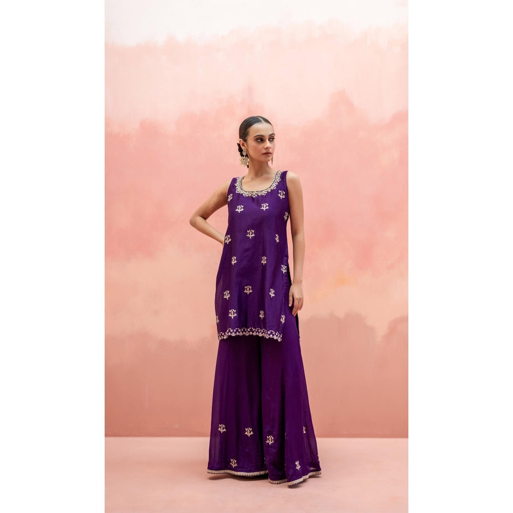 AM by Anita Mittal Noor Purple Kurta with Sharara and Dupatta