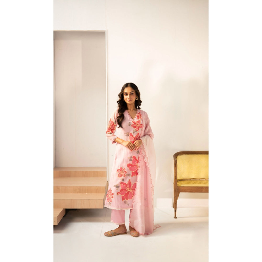 AM by Anita Mittal Zoya Pink Kurta with Pant and Dupatta