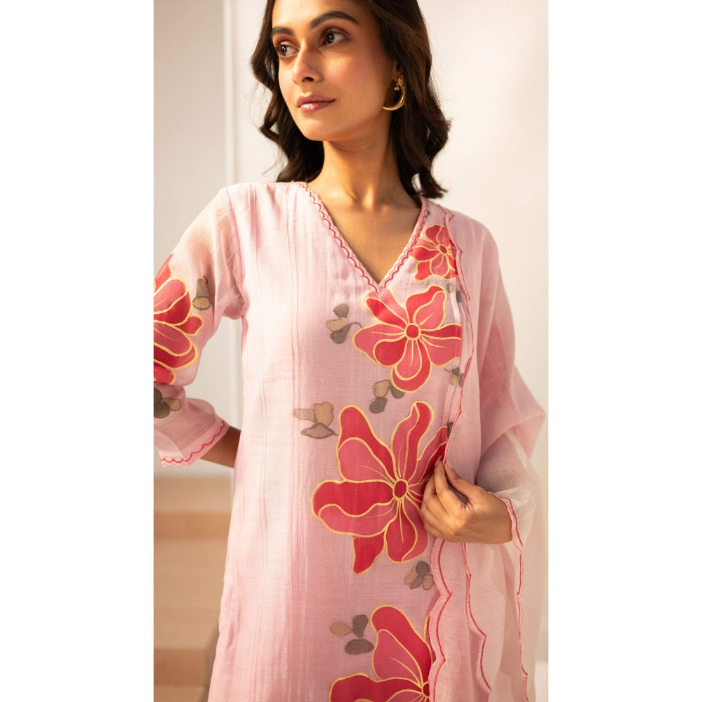AM by Anita Mittal Zoya Pink Kurta with Pant and Dupatta