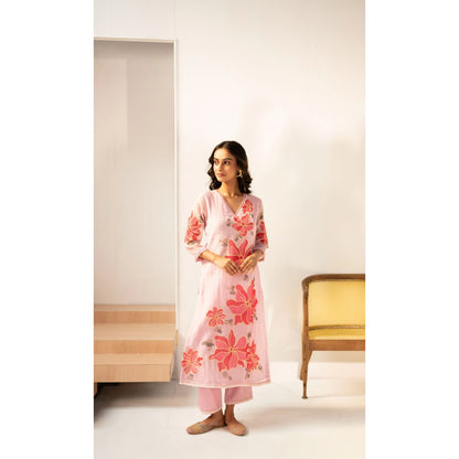 AM by Anita Mittal Zoya Pink Kurta with Pant and Dupatta