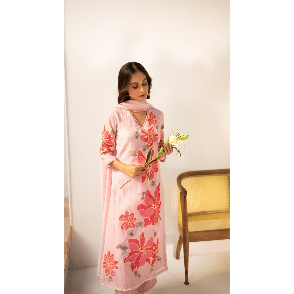 AM by Anita Mittal Zoya Pink Kurta with Pant and Dupatta