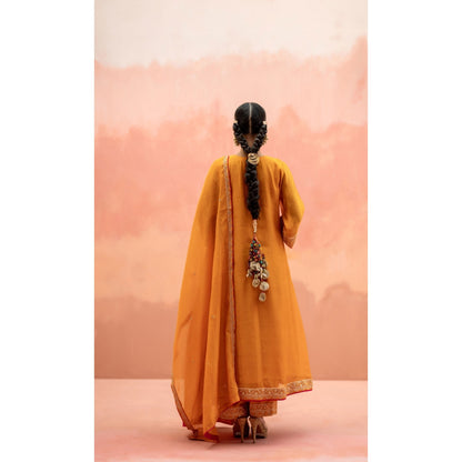 AM by Anita Mittal Sitara A-Line Yellow Kurta with Pant and Dupatta