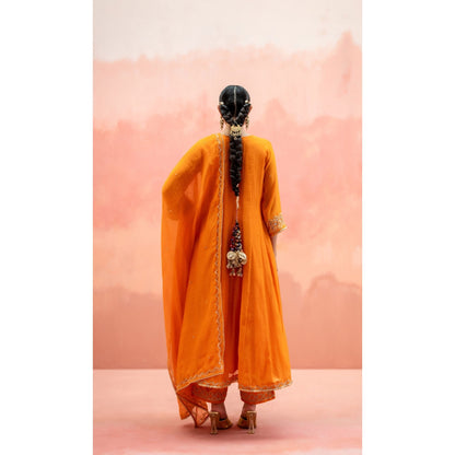 AM by Anita Mittal Najma Orange Anarkali with Pant and Dupatta