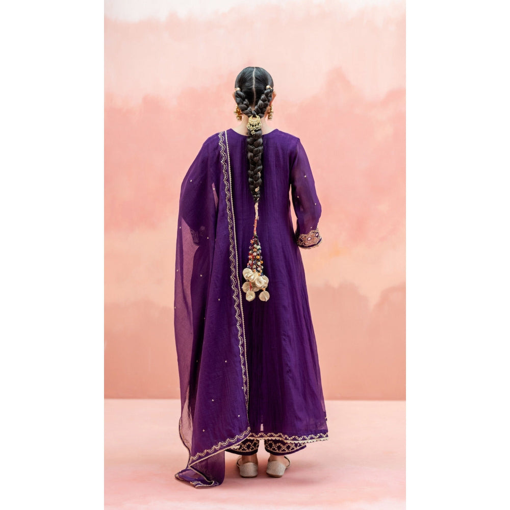 AM by Anita Mittal Najma Purple Anarkali with Pant and Dupatta