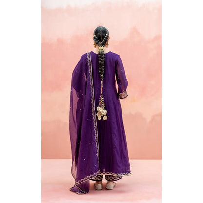 AM by Anita Mittal Najma Purple Anarkali with Pant and Dupatta