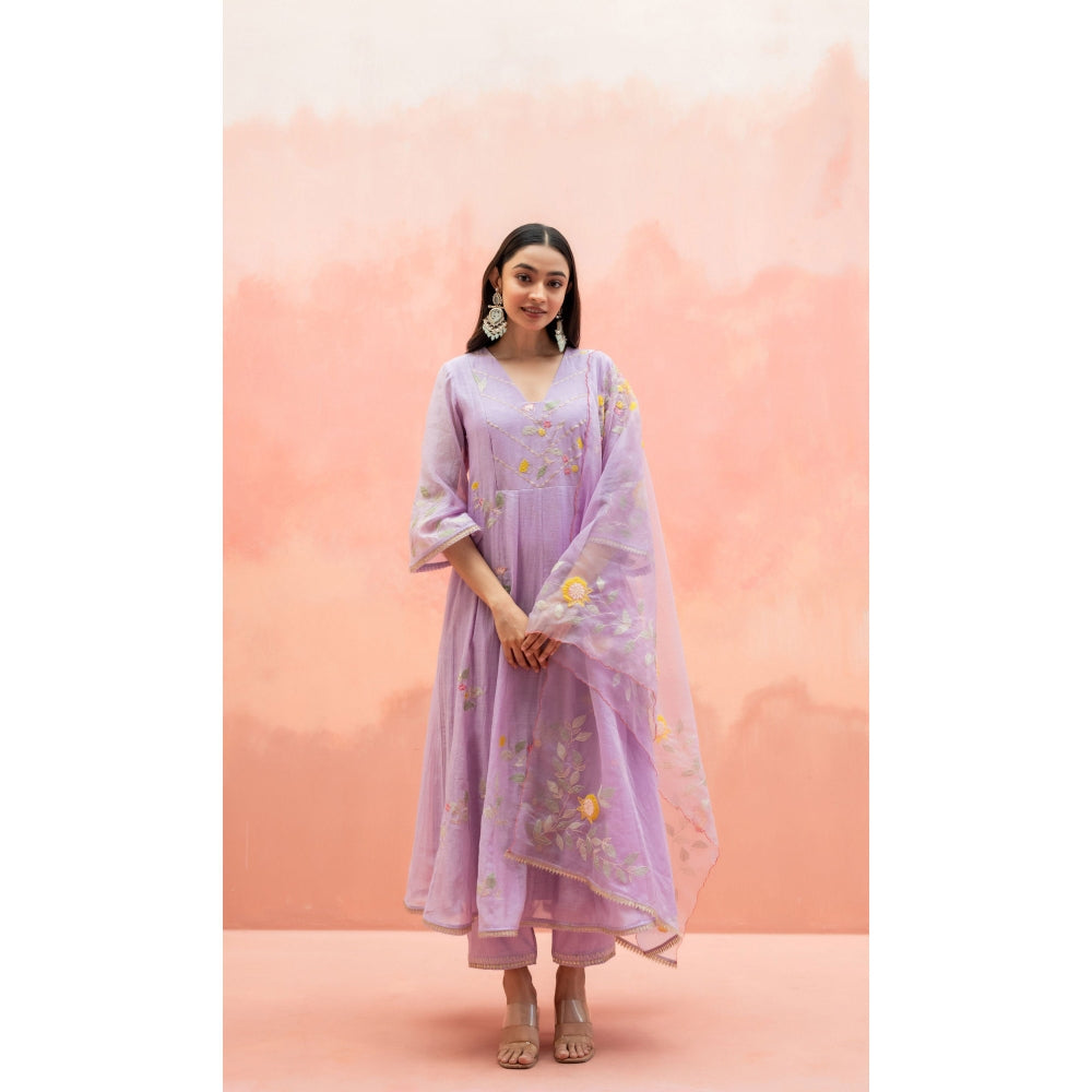 AM by Anita Mittal Pari Lavender Anarkali with Pant and Dupatta