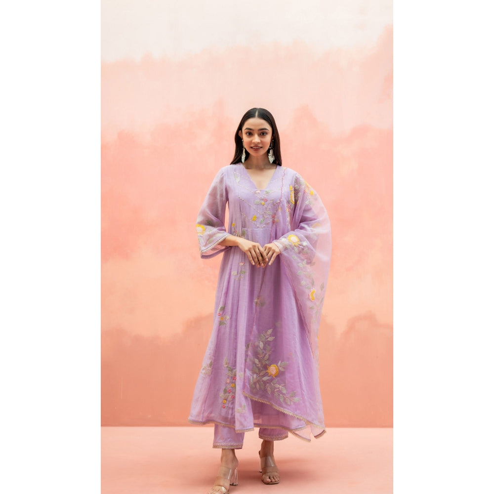 AM by Anita Mittal Pari Lavender Anarkali with Pant and Dupatta