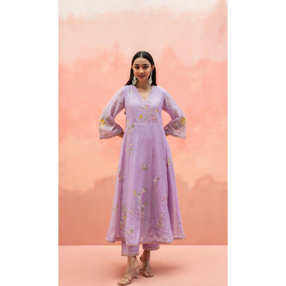 AM by Anita Mittal Pari Lavender Anarkali with Pant and Dupatta