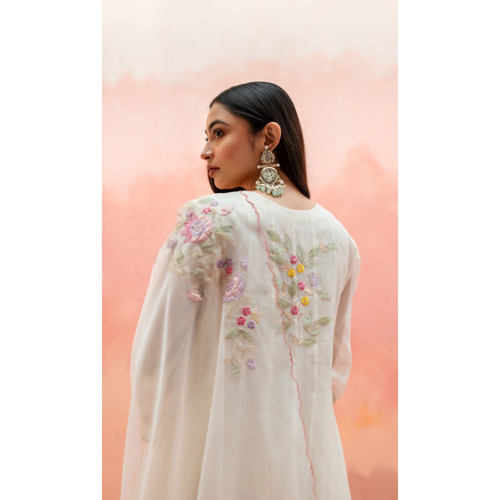 AM by Anita Mittal Pari White Anarkali with Pant and Dupatta