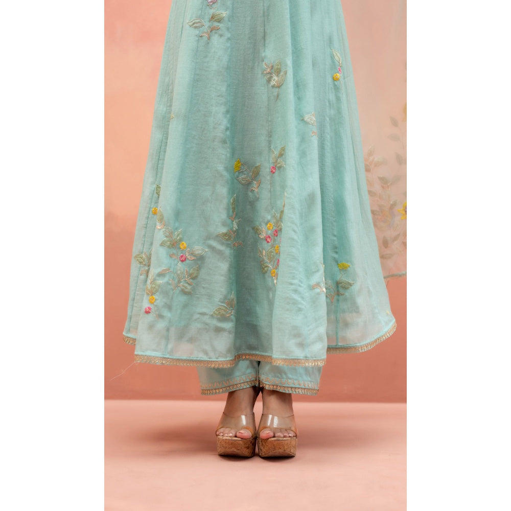 AM by Anita Mittal Pari Blue Anarkali with Pant and Dupatta