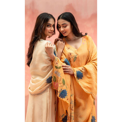 AM by Anita Mittal Falak Orange Anarkali with Pant and Dupatta