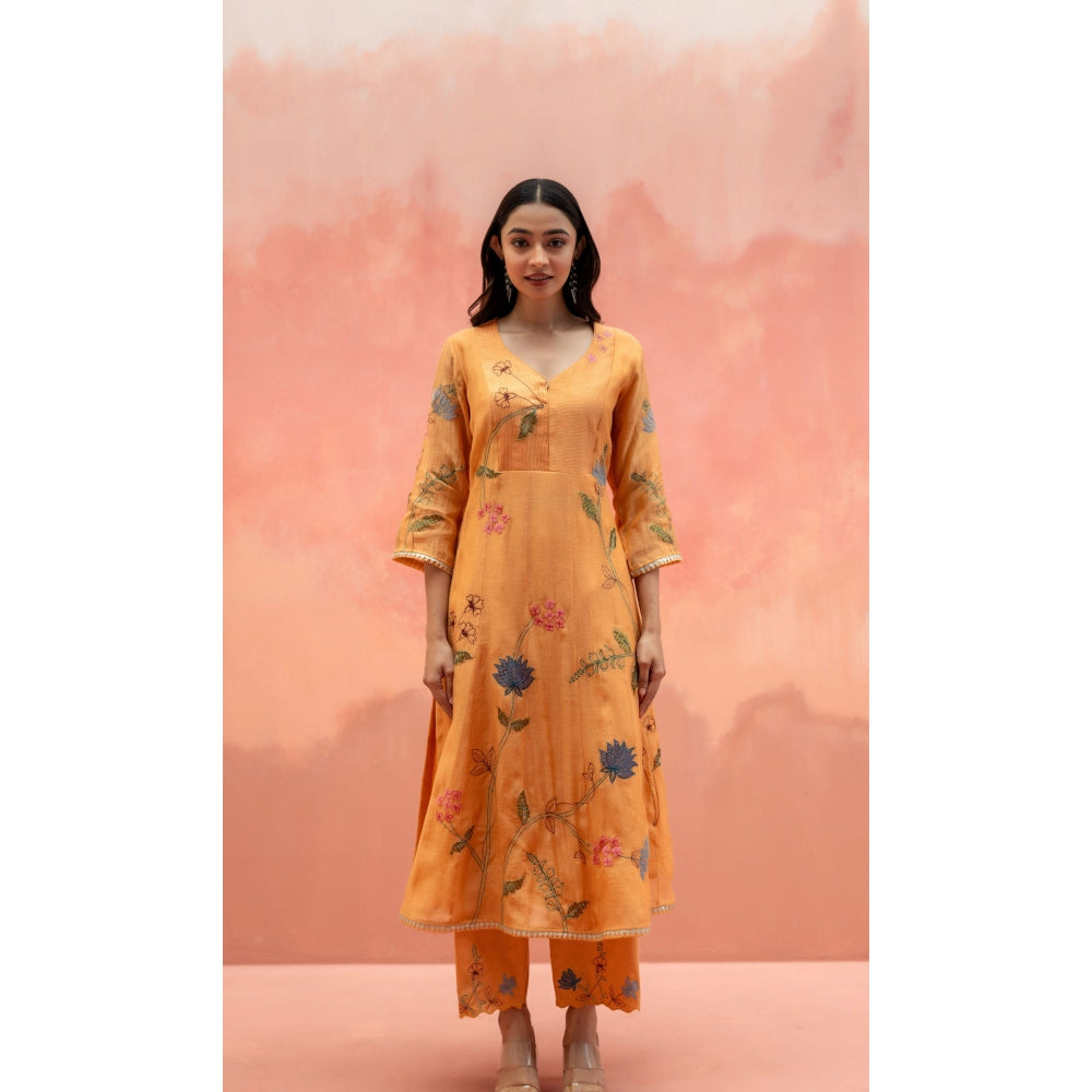 AM by Anita Mittal Falak Orange Anarkali with Pant and Dupatta