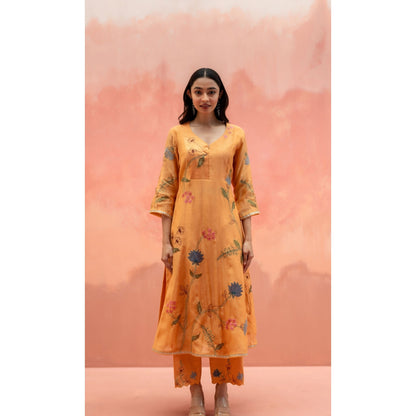 AM by Anita Mittal Falak Orange Anarkali with Pant and Dupatta