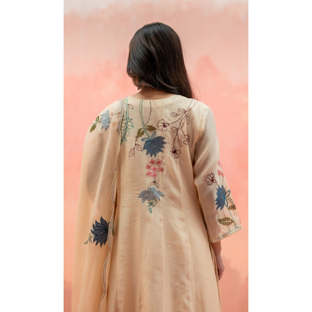 AM by Anita Mittal Falak Beige Anarkali with Pant and Dupatta