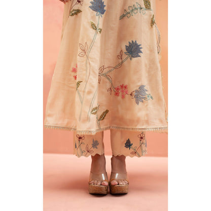 AM by Anita Mittal Falak Beige Anarkali with Pant and Dupatta