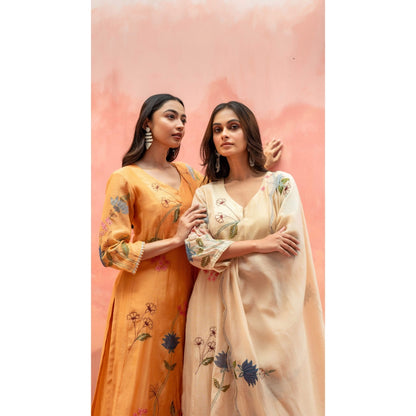 AM by Anita Mittal Falak Beige Anarkali with Pant and Dupatta