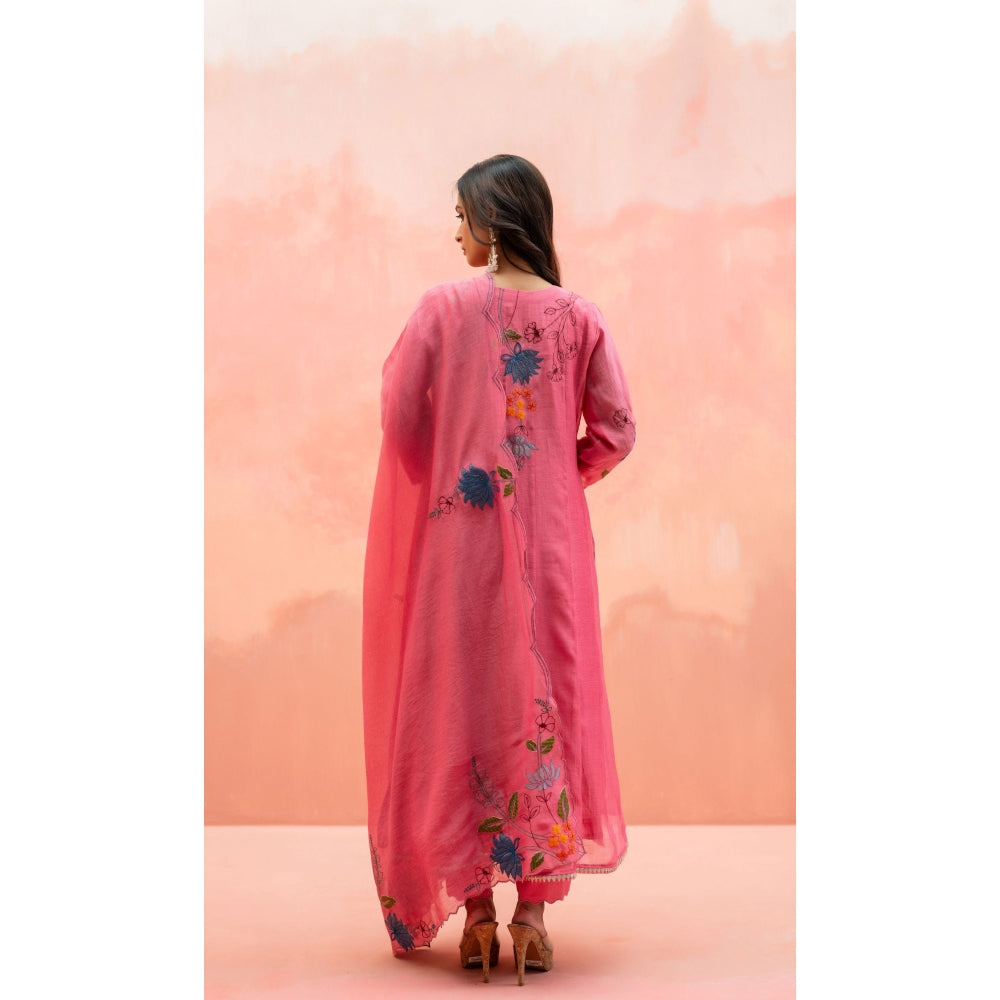 AM by Anita Mittal Falak Coral Anarkali with Pant and Dupatta
