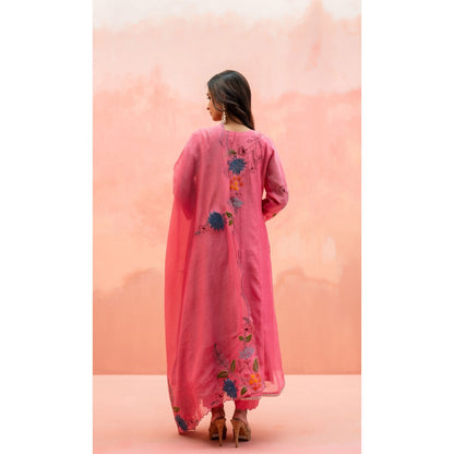 AM by Anita Mittal Falak Coral Anarkali with Pant and Dupatta