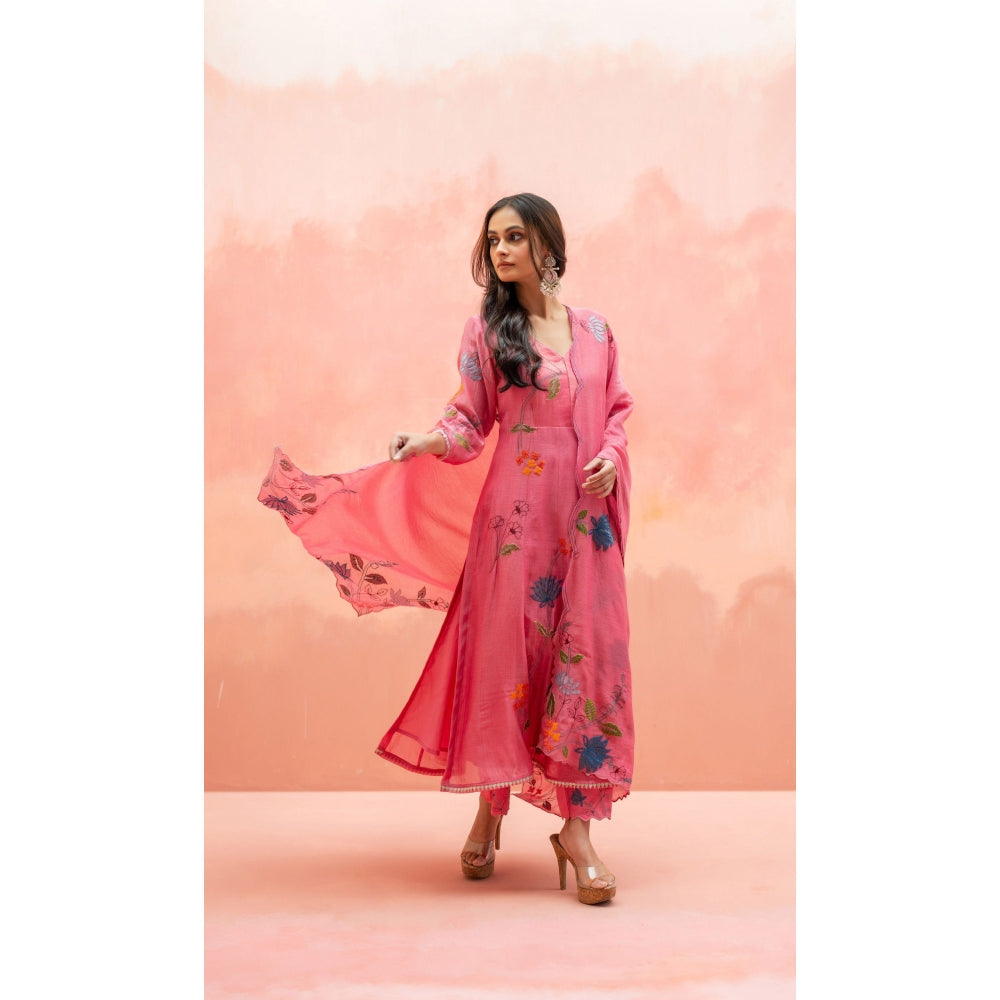 AM by Anita Mittal Falak Coral Anarkali with Pant and Dupatta