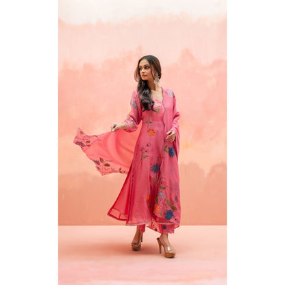 AM by Anita Mittal Falak Coral Anarkali with Pant and Dupatta