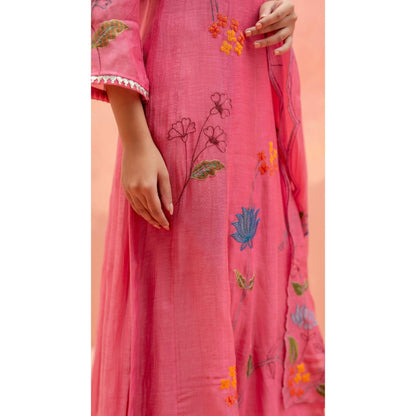 AM by Anita Mittal Falak Coral Anarkali with Pant and Dupatta