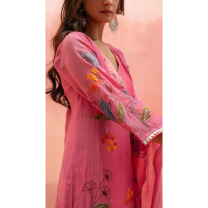 AM by Anita Mittal Falak Coral Anarkali with Pant and Dupatta