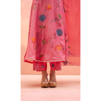 AM by Anita Mittal Falak Coral Anarkali with Pant and Dupatta