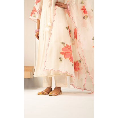 AM by Anita Mittal Zoya Off White Anarkali with Pant and Dupatta