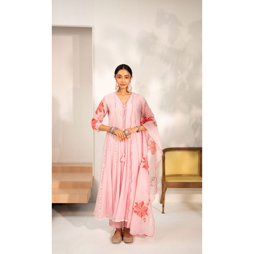 AM by Anita Mittal Zoya Pink Anarkali with Pant and Dupatta