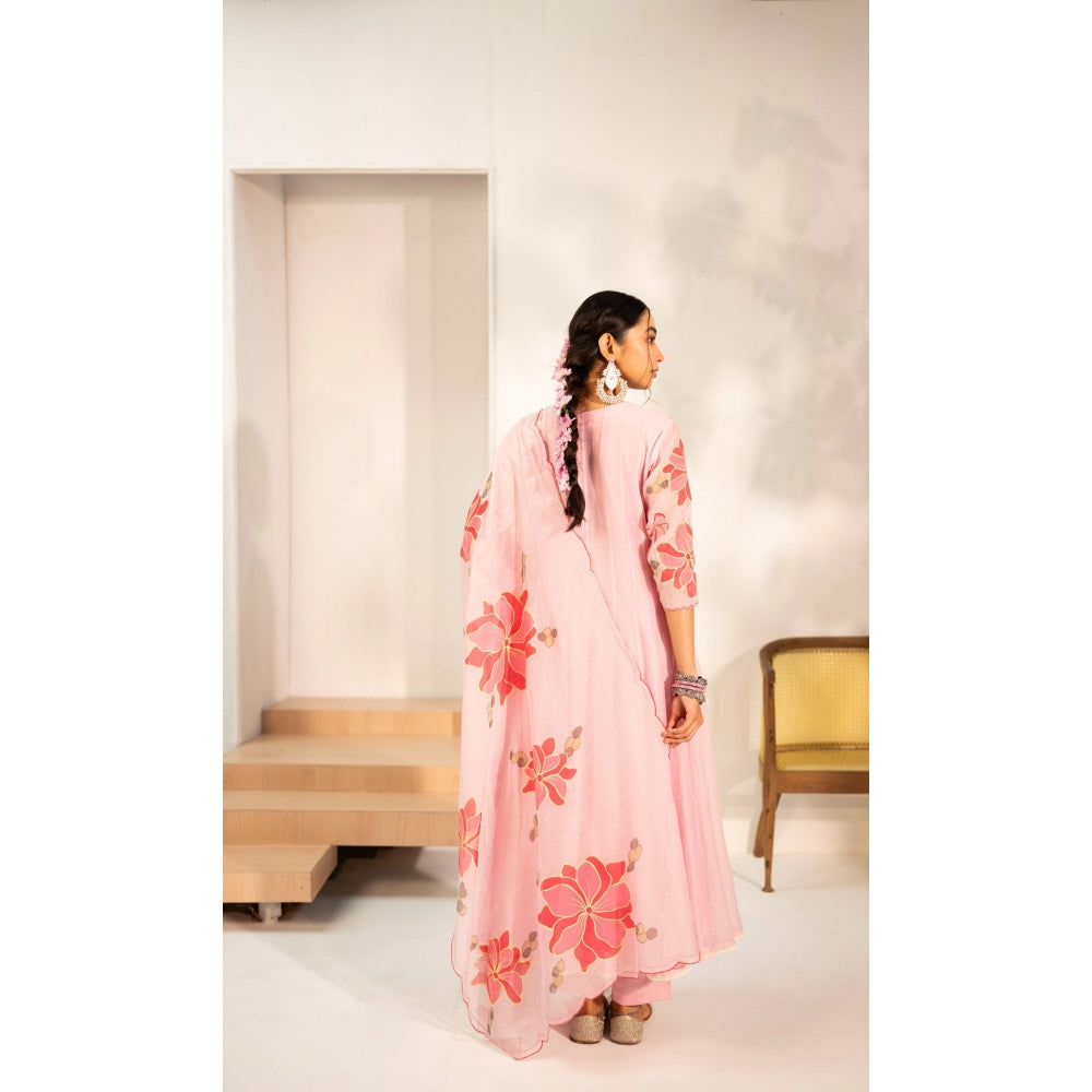AM by Anita Mittal Zoya Pink Anarkali with Pant and Dupatta