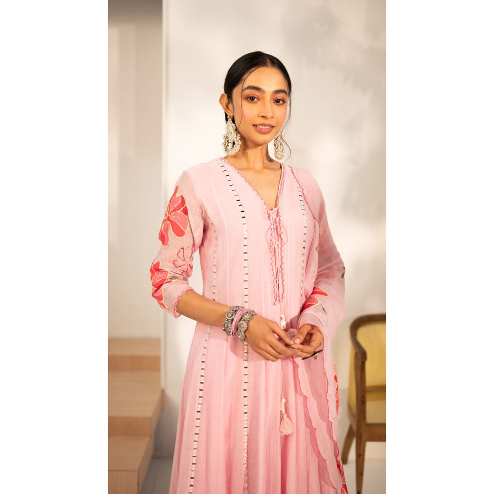 AM by Anita Mittal Zoya Pink Anarkali with Pant and Dupatta