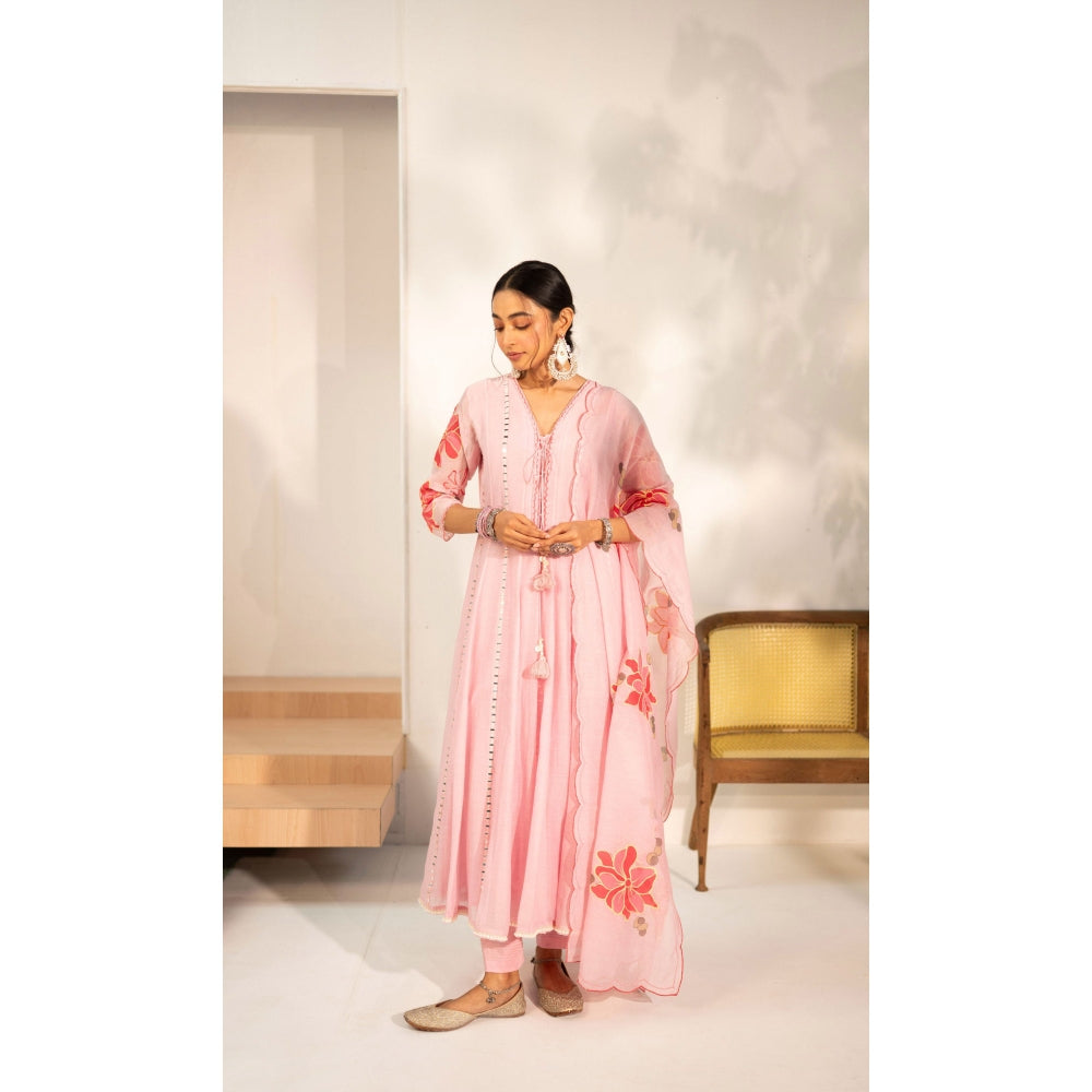 AM by Anita Mittal Zoya Pink Anarkali with Pant and Dupatta