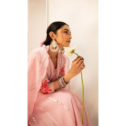 AM by Anita Mittal Zoya Pink Anarkali with Pant and Dupatta