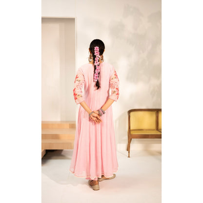 AM by Anita Mittal Zoya Pink Anarkali with Pant and Dupatta