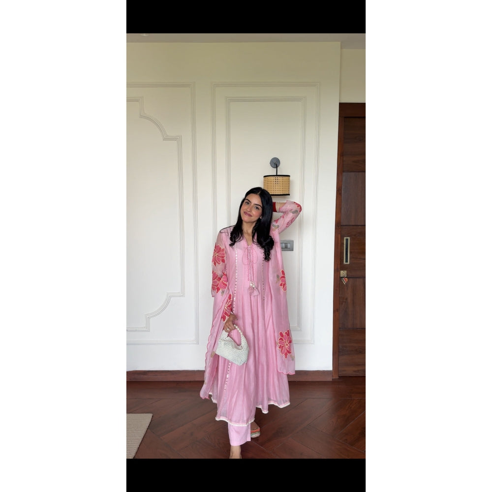 AM by Anita Mittal Zoya Pink Anarkali with Pant and Dupatta