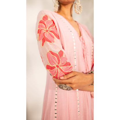 AM by Anita Mittal Zoya Pink Anarkali with Pant and Dupatta