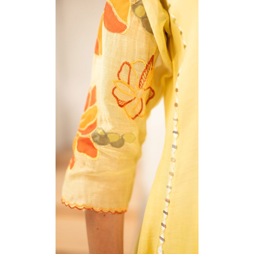 AM by Anita Mittal Zoya Yellow Anarkali with Pant and Dupatta