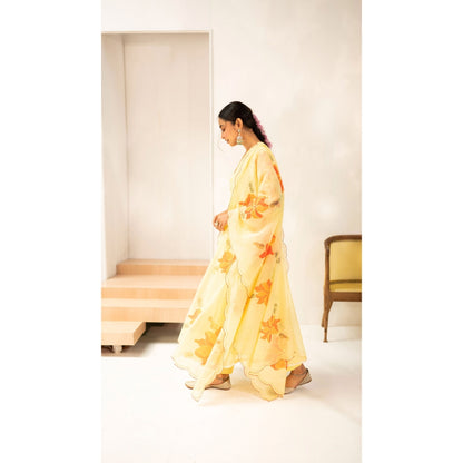 AM by Anita Mittal Zoya Yellow Anarkali with Pant and Dupatta