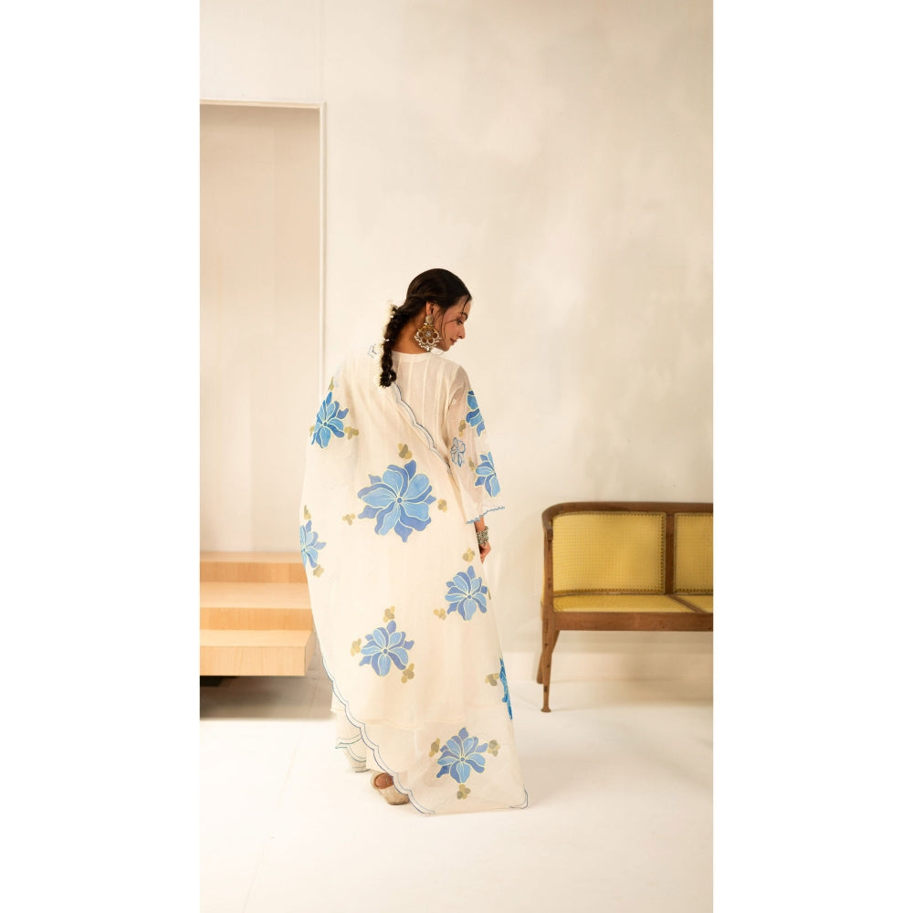AM by Anita Mittal Zoya Off White Anarkali with Pant and Dupatta