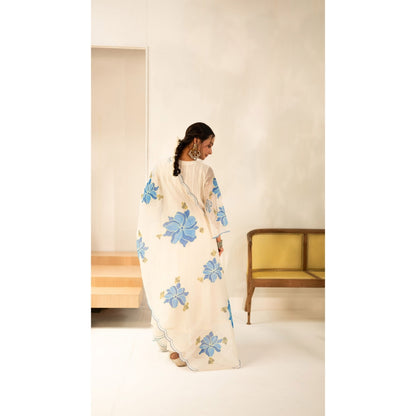 AM by Anita Mittal Zoya Off White Anarkali with Pant and Dupatta