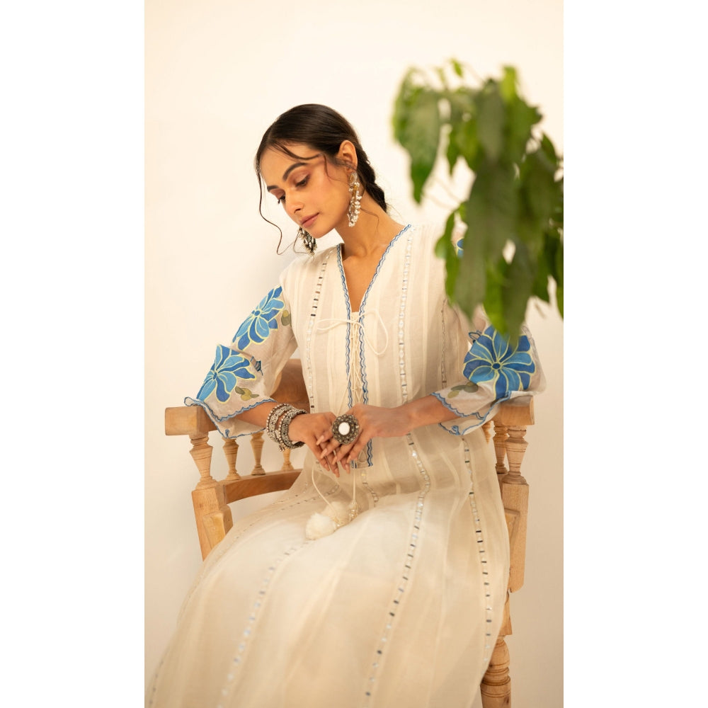AM by Anita Mittal Zoya Off White Anarkali with Pant and Dupatta